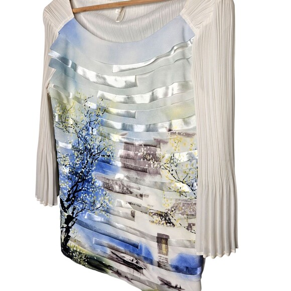 LINDI Women's Blouse Medium Accordian Pleats Textured Artistic Statement Piece - Picture 2 of 6